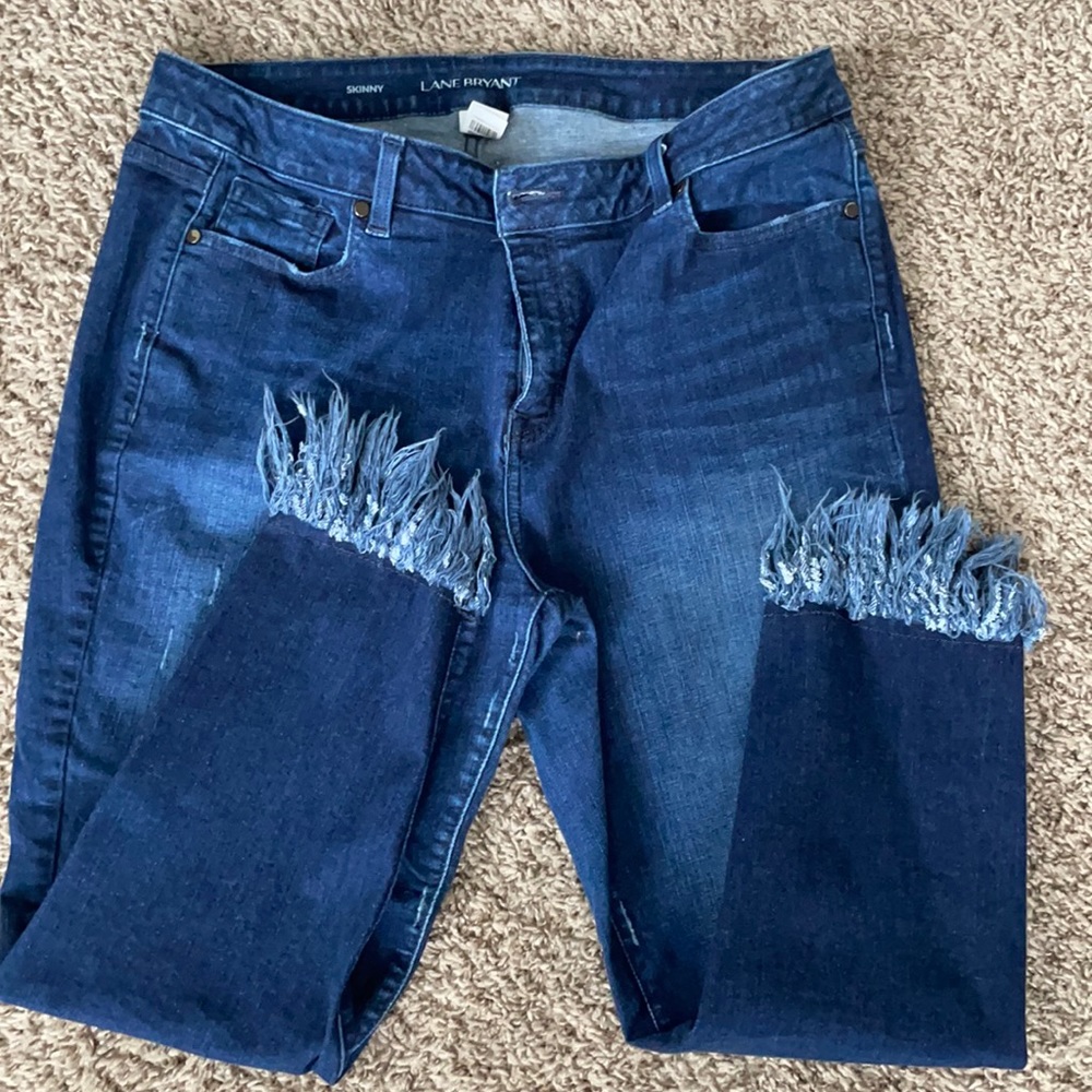 Lane Bryant Plus Size Skinny Frayed Hem Jeans
